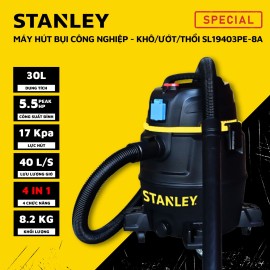 MÁY HÚT BỤI CÔNG NGHIỆP 4 CHỨC NĂNG 30L STANLEY SL19403PE-8A (5.5 peak HP) – HỖ TRỢ DÙNG CHUNG POWERTOOLS